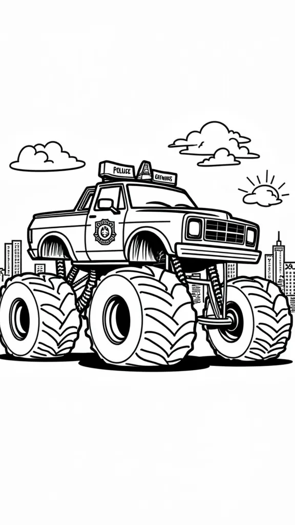 coloriage de camion de monstre de police